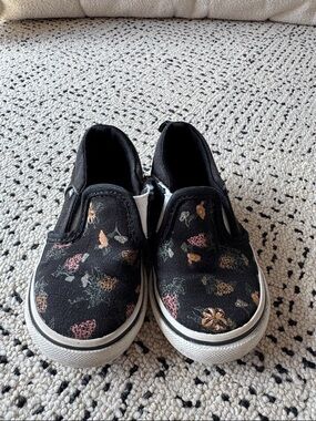 Vans Black Floral Slip-ons